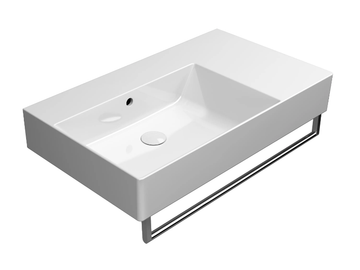 KUBE X 80X47 - Rectangular single ceramic washbasin with towel rail by GSI ceramica - view 2